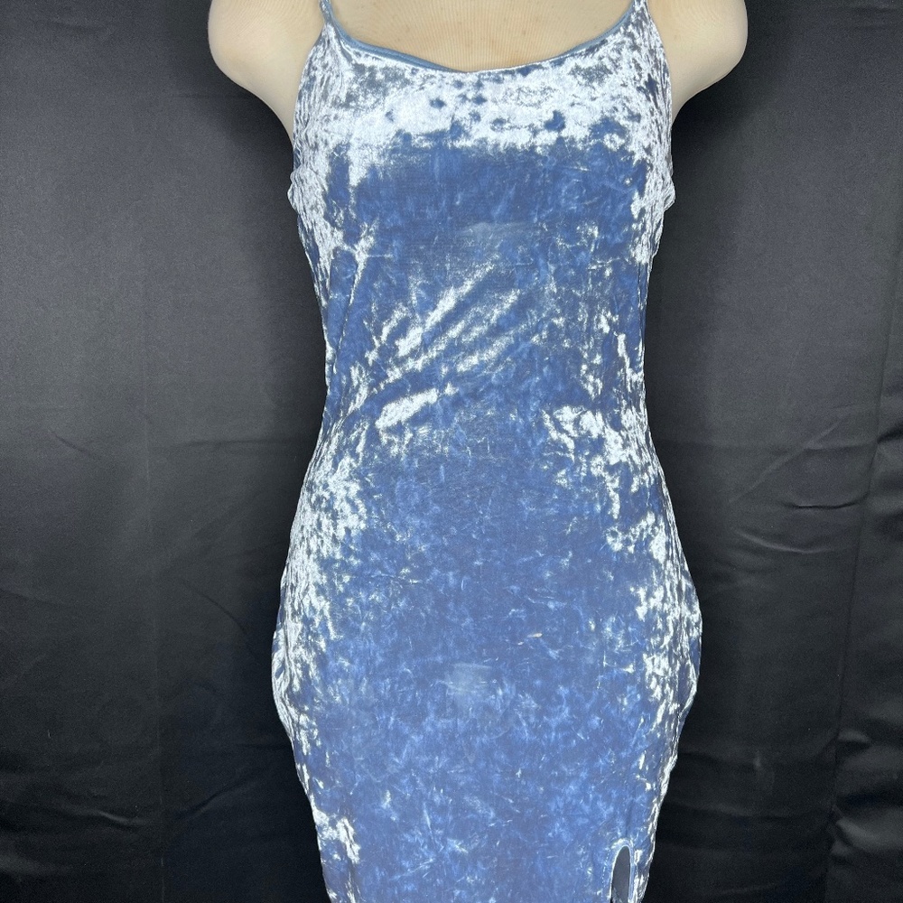 Blue Suede Mini Dress